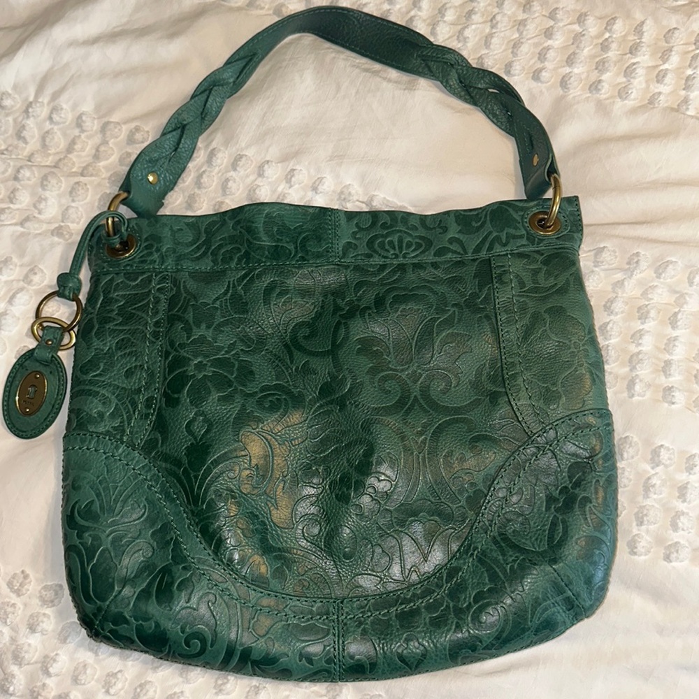 Fossil leather purse- teal green